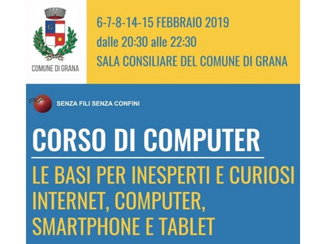 Grana | Corso di computer gratuito | 6-7-8-14-15 febbraio